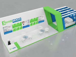 exhibition stand two sides open stall Model 3D