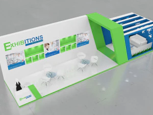 exhibition stand two sides open stall 3D Model