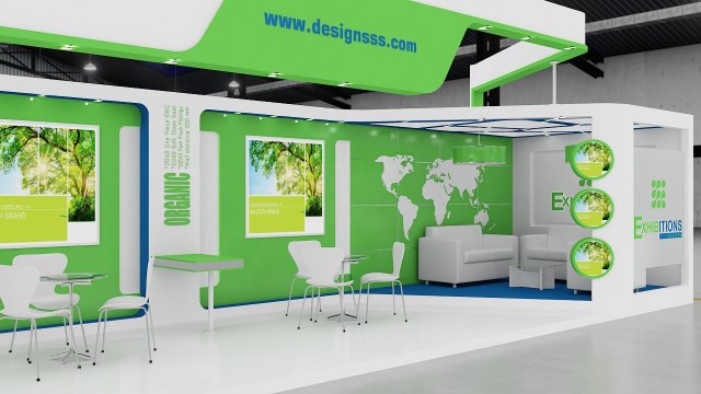 exhibition stand two sides open stall Modelo 3D .c4d .max .obj .3ds .fbx .stl .blend