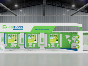 exhibition stand two sides open stall Modelo 3D
