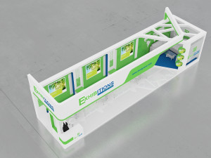 exhibition stand two sides open stall Modelo 3D
