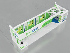 exhibition stand two sides open stall 3D Model