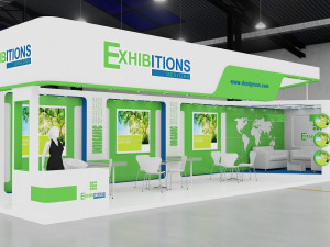 exhibition stand two sides open stall Modelo 3D