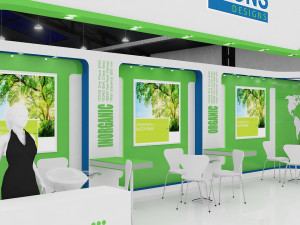 exhibition stand two sides open stall Modelo 3D