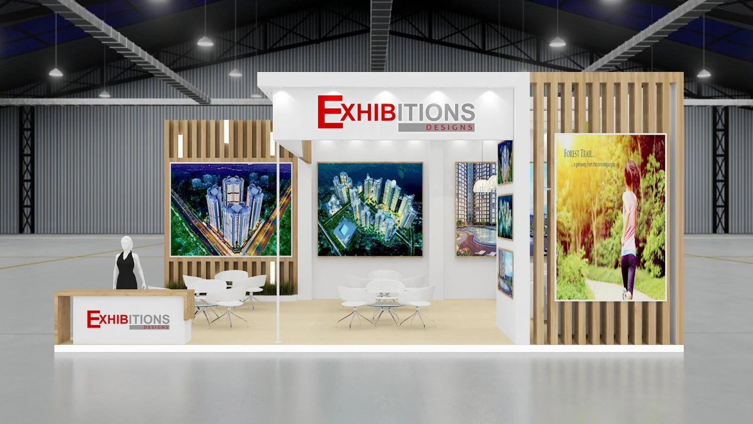exhibition stand two sides open stall 3D Model .c4d .max .obj .3ds .fbx .stl .blend 