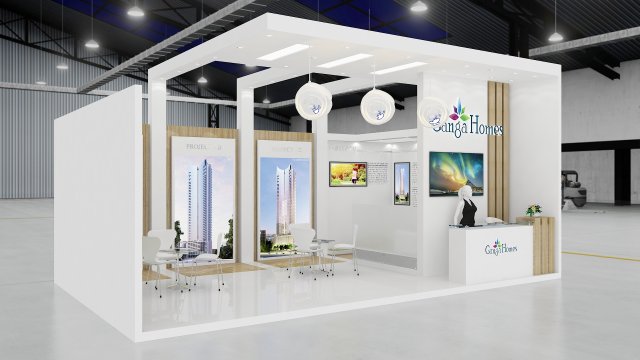 exhibition stand one sides open stall 3D 模型 .c4d .max .obj .3ds .fbx .stl .blend 