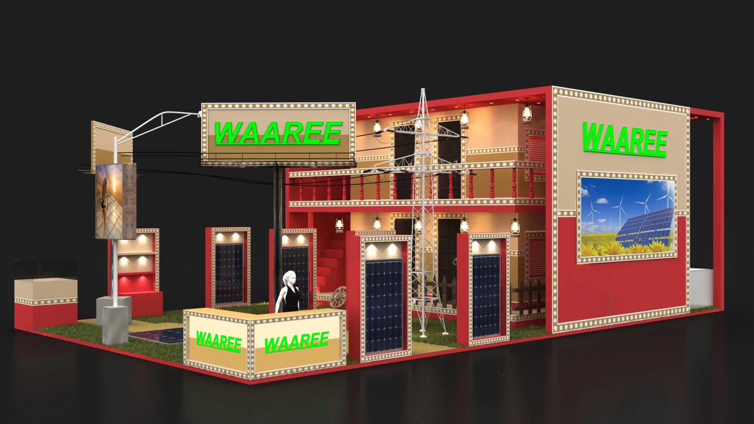 exhibition stand three sides open stall 3D Model .c4d .max .obj .3ds .fbx .stl .blend