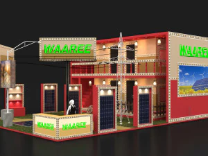 estande de exposi&ccedil;&atilde;o tr&ecirc;s lados tenda aberta Modelo 3D