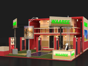 exhibition stand three sides open stall Model 3D