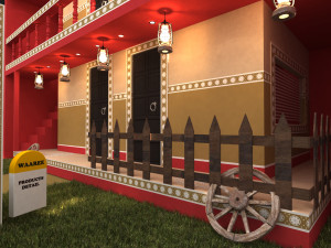 exhibition stand three sides open stall Model 3D