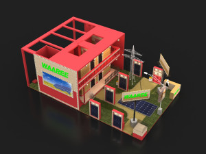 exhibition stand three sides open stall Model 3D