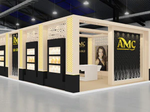 estande de exposi&ccedil;&atilde;o tr&ecirc;s lados tenda aberta Modelo 3D