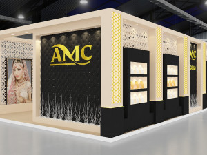exhibition stand three sides open stall Model 3D