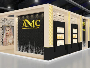 estande de exposi&ccedil;&atilde;o tr&ecirc;s lados tenda aberta Modelo 3D