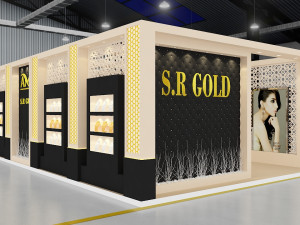 exhibition stand three sides open stall Model 3D