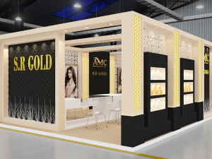 exhibition stand three sides open stall Model 3D