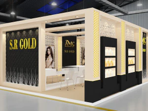 estande de exposi&ccedil;&atilde;o tr&ecirc;s lados tenda aberta Modelo 3D