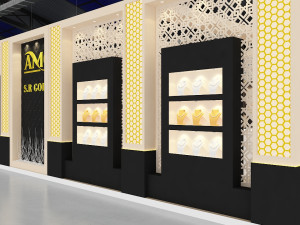 exhibition stand three sides open stall Model 3D