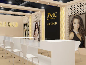 estande de exposi&ccedil;&atilde;o tr&ecirc;s lados tenda aberta Modelo 3D