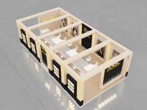 exhibition stand three sides open stall Model 3D
