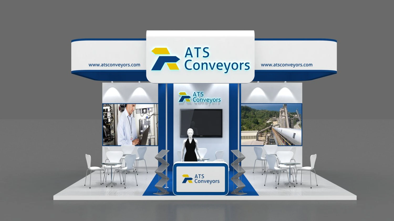 exhibition stand three sides open stall 3D Model .c4d .max .obj .3ds .fbx .stl .blend