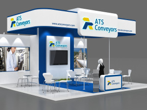 exhibition stand three sides open stall 3D मॉडल