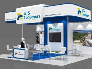 exhibition stand three sides open stall 3D मॉडल