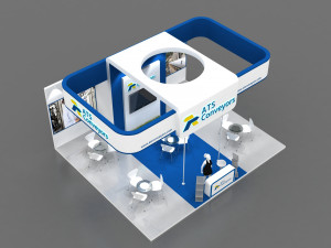 exhibition stand three sides open stall 3D मॉडल
