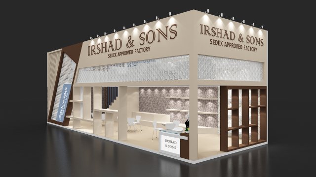 exhibition stand two sides open stall 3D Model .c4d .max .obj .3ds .fbx .stl .blend 