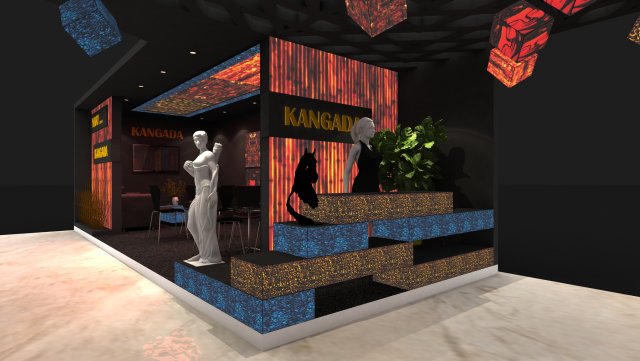 exhibition stand two sides open stall Model 3D .c4d .max .obj .3ds .fbx .stl .blend 