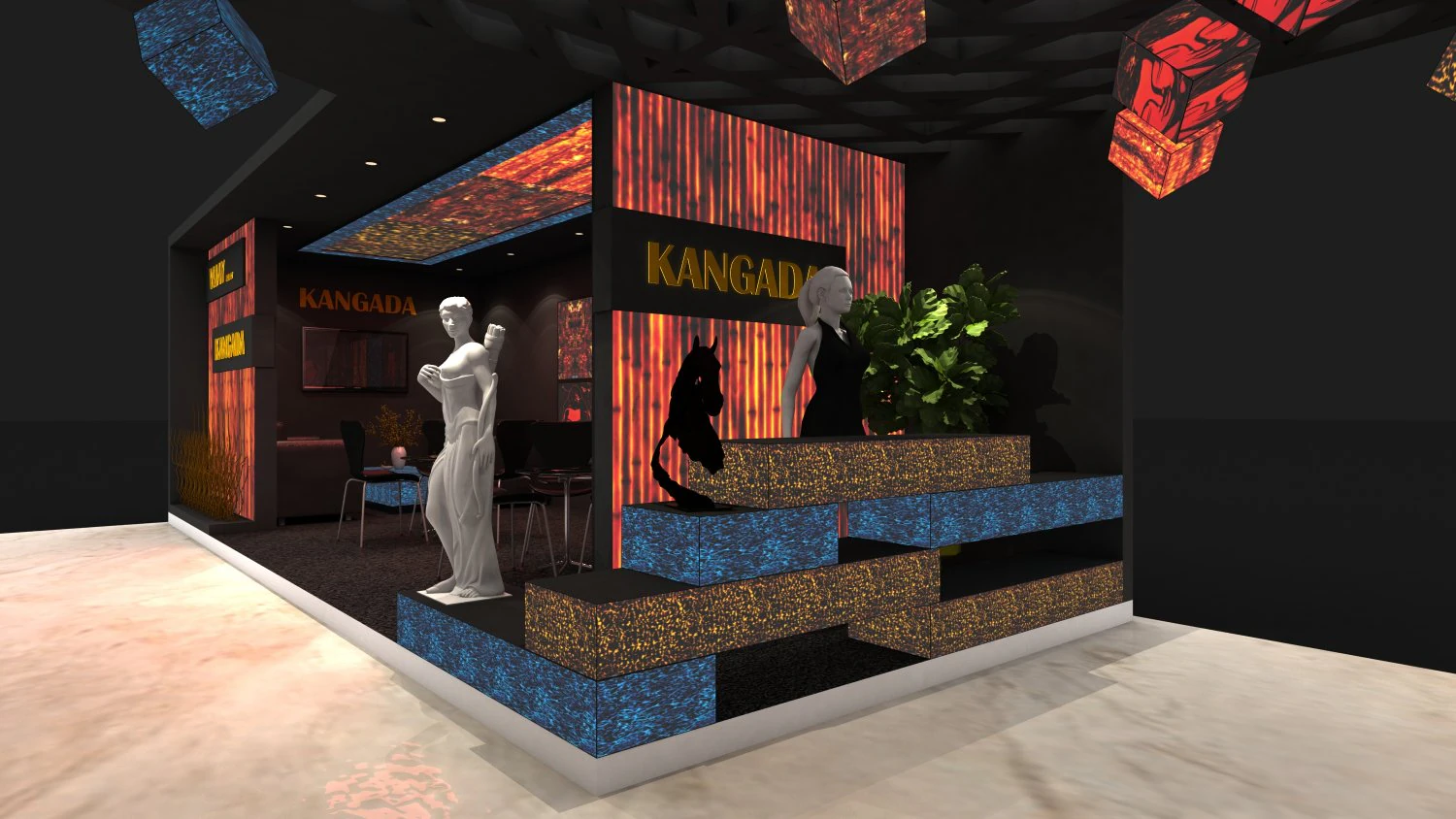 exhibition stand two sides open stall 3D Model .c4d .max .obj .3ds .fbx .stl .blend