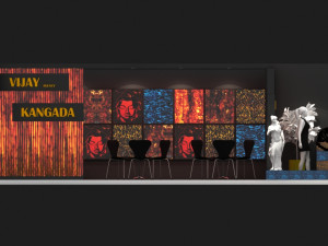 exhibition stand two sides open stall Model 3D