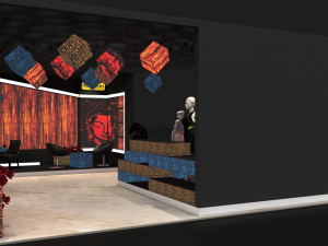exhibition stand two sides open stall Model 3D