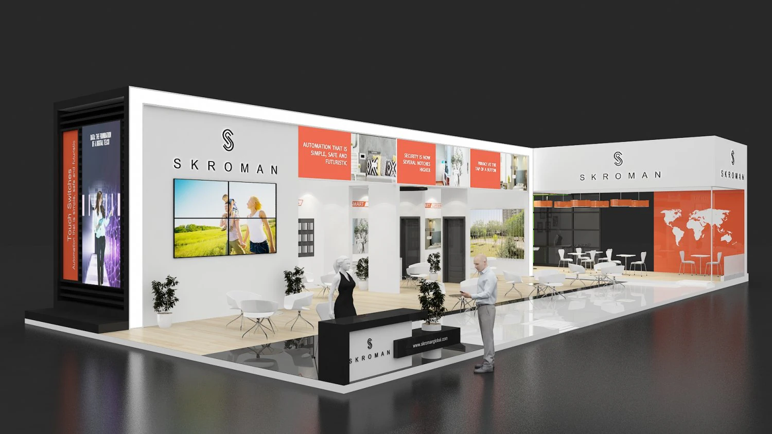 exhibition stand two sides open stall 3D Model .c4d .max .obj .3ds .fbx .stl .blend 