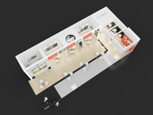 exhibition stand two sides open stall 3D Model