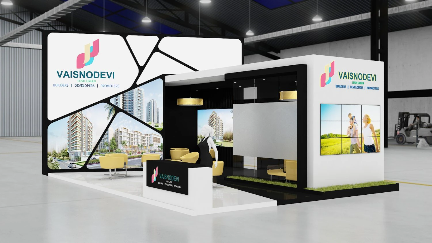 exhibition stand three sides open stall 3D Model .c4d .max .obj .3ds .fbx .stl .blend 