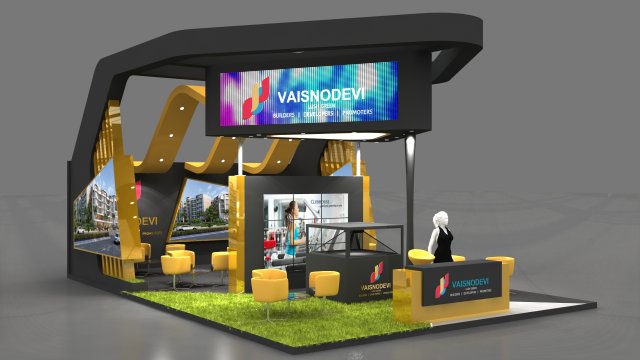 exhibition stand three sides open stall 3D 模型 .c4d .max .obj .3ds .fbx .stl .blend