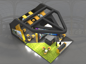 exhibition stand three sides open stall 3D 模型
