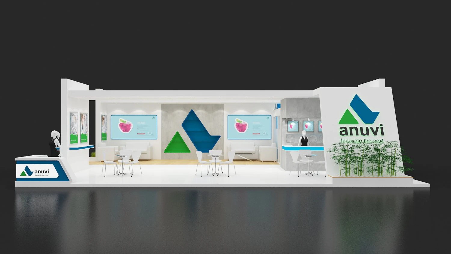 exhibition stand three sides open stall 3D Model .c4d .max .obj .3ds .fbx .stl .blend