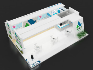 exhibition stand three sides open stall Modèle 3D