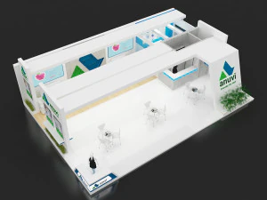 exhibition stand three sides open stall 3D Model