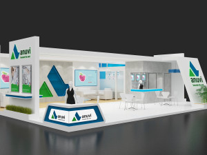 exhibition stand three sides open stall Modèle 3D
