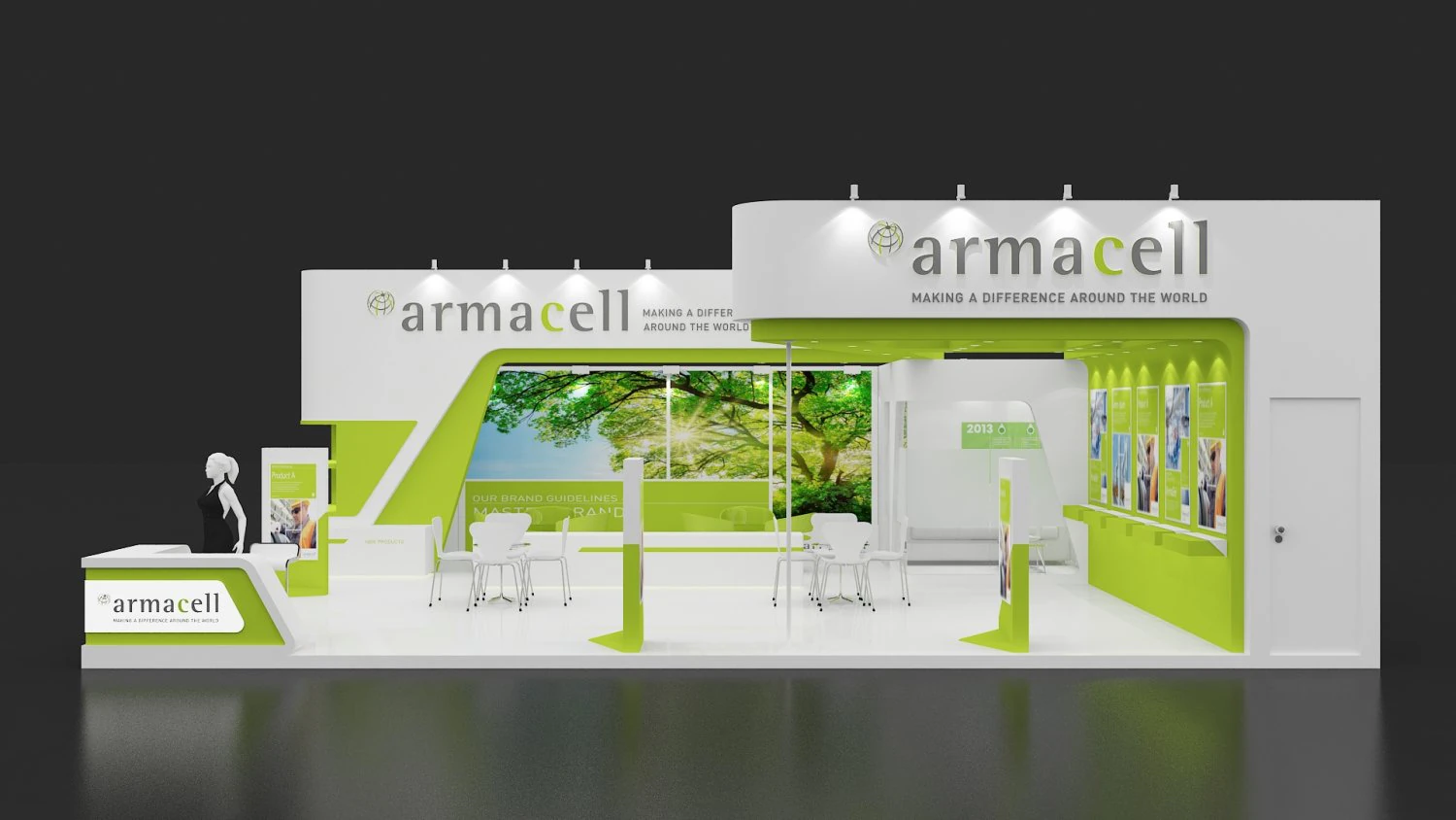 exhibition stand two sides open stall 3D Model .c4d .max .obj .3ds .fbx .stl .blend 