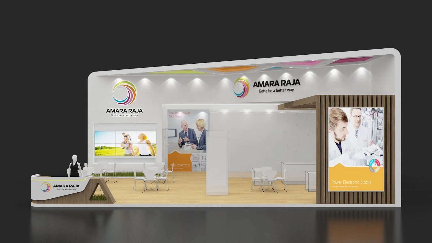 exhibition stand two sides open stall 3D Model .c4d .max .obj .3ds .fbx .stl .blend