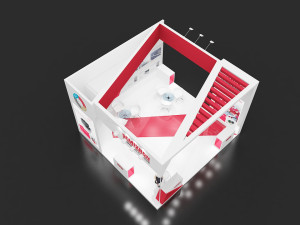 exhibition stand three sides open stall 3D 模型