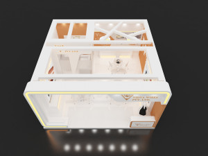 exhibition stand one sides open stall 3D Model