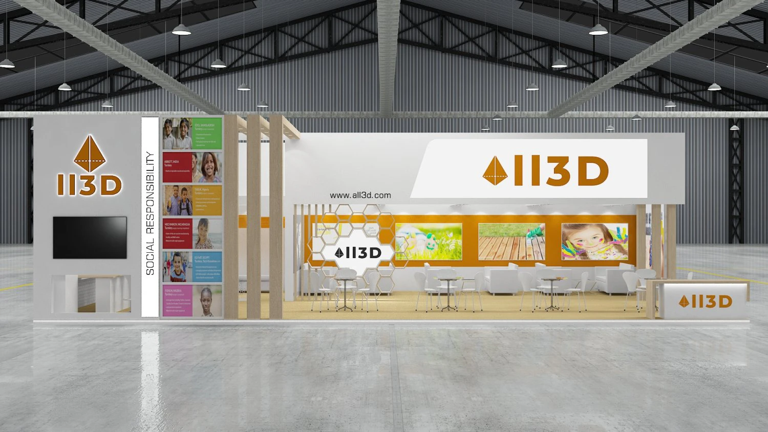 Exhibition Stall One Side Open 14X7 3D Model .c4d .max .obj .3ds .fbx .stl .blend 