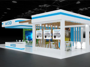 Exhibition Stall Three Side Open 19X9 3D Model