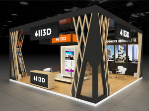 Exhibition Stall Three Side Open 19X9 3D Model