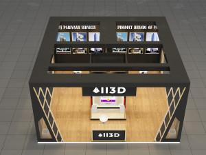 Exhibition Stall Three Side Open 19X9 3D Model
